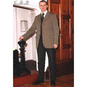 ALEXANDER JAMES Men's Tweed H*cking Jacket, Olive Green, Sz 40